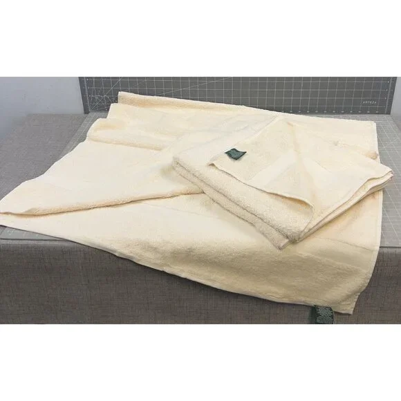 Lauren By Ralph Lauren Cream Bath Towels Pair 30"x54" 100% Cotton NWOT Vintage - Picture 2 of 6